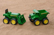 TOMY John Deere Sandbox Vehicle Set - Dump Truck and Tractor Toy - 6 Inch | Officially Licensed John Deere Toys, Working Front Loader, Summer Sandbox Toys, Plastic, 2 Count, Ages 18 Months+