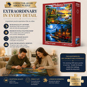Pixlora Puzzles for Adults 1000 Pieces, 2 Pack Unique 1000 Piece Lake and Night View Jigsaw Puzzles, Premium Scenic Landscape Puzzles & Nature Theme for Challenging Game Night
