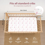 Baby Crib Sheets Girl, 3 Pack Toddler Bed Sheets Fitted 52”x28”