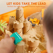 Klever Kits JOVA Construction Sensory Bin for Kids with Glow in The Dark Stones, Sandbox with Lid Castle Building kit, Preschool Learning Activities Gifts for Boys Girls Age 3+