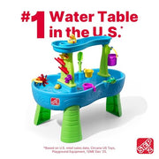 Step2 Rain Showers Splash Pond Toddler Water Table, Outdoor Kids Water Sensory Table, Ages 18+ Months, 13 Piece Water Toy Accessories, Blue & Green