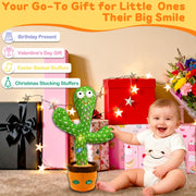 Hunfur Interactive Dancing Talking Cactus Toy, Repeat What You Say | Singing Recording with LED Lights, Sensory Development & Motor Skill Building, Birthday Gift for Boy Girl