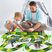 Dinosaur Toys, Create A Dinosaur World Road Race, Dinosaur Track Toys | Flexible Track Playset, 2 pcs Cool Dinosaur Car, Dinosaur Race Car Track for 3 4 5 6 Year & Up Old Boy Girls Best Gift