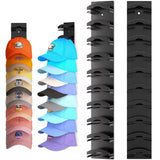 Hat Organizer for Baseball Cap 2Pack, Hold up to 20 Hat Adhensive for Wall | Hat Rack Hanger Display for Door Closet, Cap Organizer Storage Multilayer Adhesive or Screw Mount, Space-Saving Design-Black