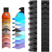 Hat Organizer for Baseball Cap 2Pack, Hold up to 20 Hat Adhensive for Wall | Hat Rack Hanger Display for Door Closet, Cap Organizer Storage Multilayer Adhesive or Screw Mount, Space-Saving Design-Black