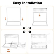 REALINN Under Sink Organizer, L-Shaped 2 Tier Pull Out Cabinet Organizer | Slide Out Under Cabinet Storage, For Kitchen and Bathroom, Metal Under Sink Storage with Sliding Drawer, 50 lbs, White 2 Pack