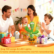 Hunfur Interactive Dancing Talking Cactus Toy, Repeat What You Say | Singing Recording with LED Lights, Sensory Development & Motor Skill Building, Birthday Gift for Boy Girl