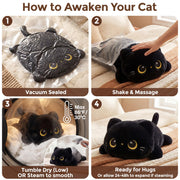 Mewaii Black Cat Plush Pillow Cute Plushies, Squishy & Huggable, 13 in | Cuddly Cat Stuffed Animal Pillow, Low-Shedding, PP Cotton Fill, Machine Washable, Desk Decor, Gift For Kids & Cat Lovers