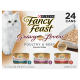 Purina Fancy Feast Gravy Lovers, Poultry & Beef Wet Cat Food, 3oz, 24-Pack | Variety Pack, grilled gourmet texture made with no artificial colors or preservatives, 100 percent complete and balanced