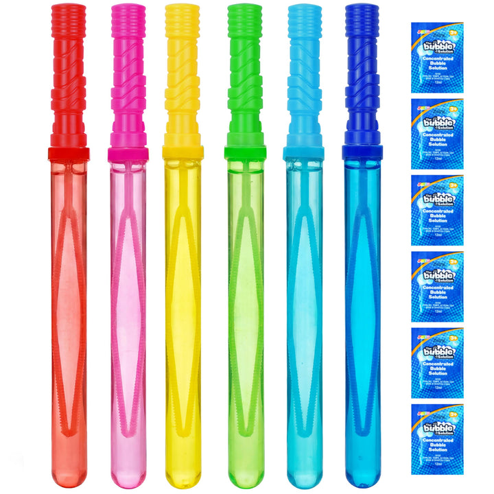 JOYIN 14.6’’ Big Bubble Wands for Kids, 6 PCS Bubble Wand with Refill Solution for Summer Toy Party Favor, Outdoors Toy Activity, Easter Basket Stuffers, Birthday Gift