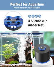 AQQA Aquarium Air Pump, 3W Powerful Dual Outlet Adjustable Oxygen Aerator