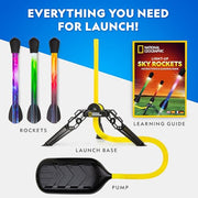National Geographic LED Air Rocket Launcher Toy for Kids Ages 8-12 | Launches Up to 100 Feet, Air Powered, Foam-Tipped Rockets, Outdoor STEM Toy, Light-Up Rocket, Birthday Gift