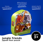 Crocodile Creek 36-Piece Jigsaw Floor Puzzle - Fun Floor Puzzles for Kids Ages 3-5 - Heavy-Duty Shaped Box for Storage - Jungle Friends - 24" W x 18" H Finished