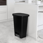 Glad Trash Can with Clorox Odor Protection | Plastic Bin, 13 Gal, Black | Kitchen Waste Bin | Hands Free with Step On Foot Pedal and Garbage Bag Rings