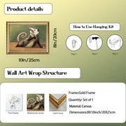 Gold Framed Funny Opossum Wall Art, Whimsical Possum Wall Decor Painting Cute Animal Poster Canvas Prints Picture for Bedroom Living Room 8x10 inch