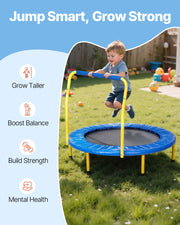 VEVOR 36"/55"/60" Trampoline for Kids with Enclosure Net & Safety Pad Adjustable Gymnastics Bar & Toys with ASTM CPC Certified Indoor/Outdoor Trampoline for Kids Age 3-12 + Birthday Gift