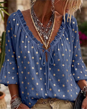 V-Neck Flare Sleeve Blouse
