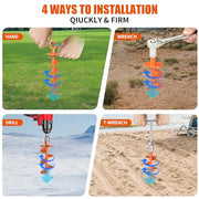 Phopich Ground Anchor Screw in, 4 Pack Spiral Trampoline Anchors with Nut and Tool Swing Set Anchors Tent Stakes High Wind Heavy Duty for Sheds, Carports, Mobile Home Orange
