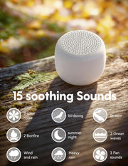 Babelio Pocket Mini Portable White Noise Machine for Travel, 15 Sounds | USB-C Rechargeable, Auto-Off Timer, Lightweight Design, Last-Setting Memory, Easy To Pack And Carry, White