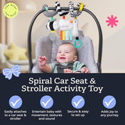 Itzy Ritzy Spiral Car Seat & Stroller Activity Toy Ages 0+ (High Contrast) | Baby Stroller & Car Seat Spiral Toy, Infant Sensory Activity Toy, Easy-Attach Hanging Toy With Textures, Sounds & Visual Play