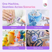 SAVILAND 2026 Airbrush for Nails 25 PSI Nail Airbrush Machine | 0.3mm DLC-Coated Nozzle, Flow-Locked Atomization & Steady Output, Dual-Charge Cordless Portable AirBrush for Nail Art