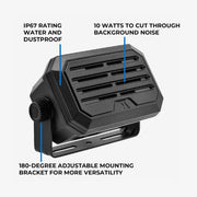 Midland SPKMINI 10W IP67 External Speaker | 180 Degrees Swivel Base, Universal Compatibility with a Standard 3.5mm Audio Plug for Use with all CB's, MXT's and Others
