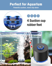 AQQA Aquarium Air Pump, 3W Powerful Dual Outlet Adjustable Oxygen Aerator