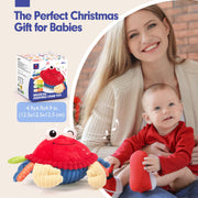 hahaland Baby 6+ Months Tummy Time Musical Bouncing Crab Crawling Toy | 48 Songs & Recording Function, Dancing Moving Jumping Baby Toy, USB Rechargeable Plush Crab Toy for Babies 6 9 12 Months