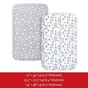 Pack and Play Sheets, 2 Pack Mini Crib Sheets, Stretchy Playard Fitted Sheet, Compatible with Graco Pack n Play, Soft and Breathable Material, Stars & Bunny