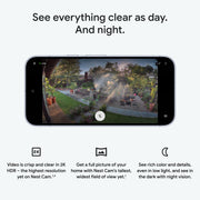 Google Nest Cam Outdoor (Wired, 2nd Gen) - Security Camera - 2025 - Snow | 2K video, motion detection, color night vision, 2-way audio, works with Google Home and Gemini, weather resistant