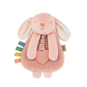 Itzy Ritzy Lovey Including Teether, Teething Relief, 0+ Months (Pink Bunny) | Baby Lovey with Soft Sherpa, Plush Minky, Silicone Teether, Crinkle Sounds, Textured Ribbons, and Interactive Dangle Arms