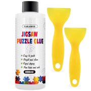 YAKAMOZ Jigsaw Puzzle Glue Clear, Quick Drying with Scraper, 200mL | Preserve & Frame Finished Puzzles | Strong Hold | Water-Based, Non-Toxic Formula | Easy to Apply | Covers Up to 5,000 Pieces