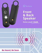 Vantamo Personal Alarm for Self Defense with Low Battery Notice, Strobe Light & Extra Loud 130 dB Double Speakers Safety Keychain Set for Women, Rechargeable Panic Button for Womens Self Defense