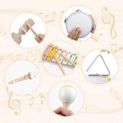 Baby Musical Instruments-Montessori Wooden Toys for Toddlers | Neutral Colors Percussion Instruments Set with Modern Boho Xylophone for Kids Preschool Educational (Neutral)