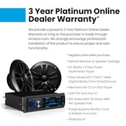BOSS Audio Systems MCKG634B.6 Marine Boat Stereo, 6.5 Inch Speakers (Pair) | AM/FM radio receiver, USB and aux inputs, weatherproof design, dipole antenna, front and rear pre-amp outputs