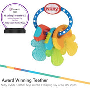 Nuby Ice Gel Teether Keys for Babies, Soft Teething Toy, Blue, 3M+ | Cooling Teethers for Infants, Easy-Hold Textured Teething Toy, Textured for Teething