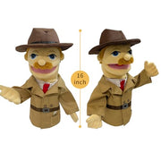 okegztoa 16" Puppets Entriloquist Puppet,Hand Puppets for Kids Plush Detective Puppets for Adults with Removable Mouth Puppet for Kids Ages,Hand Puppet for Adults with Scalable Puppet Control Rod