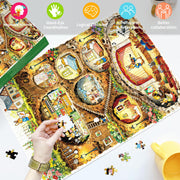 HUADADA Puzzles for Adults 1000 Pieces-Rabbit House Puzzles | Gifts for men women,Family Games,Eco matte oil print,eye strain relief,tight puzzle piece fit,vibrant colours