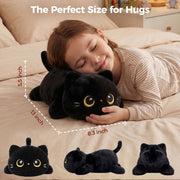 Mewaii Black Cat Plush Pillow Cute Plushies, Squishy & Huggable, 13 in | Cuddly Cat Stuffed Animal Pillow, Low-Shedding, PP Cotton Fill, Machine Washable, Desk Decor, Gift For Kids & Cat Lovers