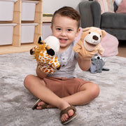 JOYIN 6Pcs Kids Hand Puppet Set with Working Mouth, Plush Toy Includes Elephant, Giraffe, Lion, Bear, Raccoon and Monkey for Show Theater, Stuffed Animals, Kids Toys for Girls & Boys