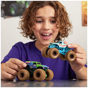 Monster Jam, Mystery Mudders 2-Pack Monster Trucks, Official 1:64 Die-Cast Vehicles, Wash to Reveal (Styles Will Vary), Kids Toys for Boys 3 and Up
