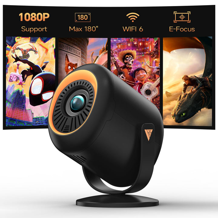 Projector with Wifi and Bluetooth Native 1080P, 4K Supported, Home Movie Projector with HDMI, USB, Type‑C, Compatible with Smartphone/ Tablet/ Laptop/ TV Stick/ PS5 for Gaming, Home Cinema