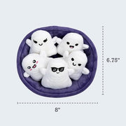 Emotional Support Ghosts, Cuddly Stuffed Animals by Relatable | Halloween Ghost Plush Toys & Cute Stuff, Halloween Gifts for All Ages, Includes 5 Plushies with Basket