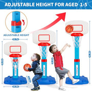 Toddler Basketball Hoop, Kids Toys Basketball Hoops for Indoor Outdoor Play | Adjustable Mini Basketball Hoop with 3 Balls for Outside, Pool, Christmas Birthday Sport Gift for Baby Boy Girl Ages 2 3 4