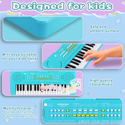 Keyboard Piano for Kids, BIGFUN 37 Keys Toddler Piano Instrument Toy, Blue | Kids Electronic Multifunction Music Educational Keyboard Toy for 3-7 Year Old Girls and Boys