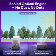 Aurzen Roku TV D1R Cube Smart Outdoor Projector with WiFi and Bluetooth | Roku TV Built-in, Sealed Optical Engine, 1080P FHD, DoIby Audio, Portable Mini Projector for Home/Outdoor Movie Soccer Game