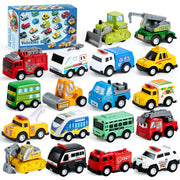 JOYIN 18 Pcs Pull Back City Cars and Trucks Toy Vehicles Set, Friction Powered Mini Cars Toys for Kids, Party Favors for Kids 3-5, Birthday Gifts for Boys and Girls, Goodie Bag Stuffers
