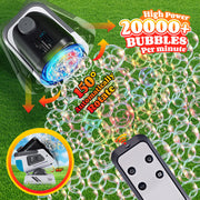 Upgraded Bubble Machine Outdoor Toys for Kids & Wedding Party | Auto Rotation,Type-C Rechargeable,Remote Control,RGB Lights