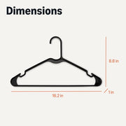 Amazon Basics Space Saving Plastic Clothes Hangers, Sturdy Closet Organizer for Shirts and Jackets, Adult Size, Black, 50-Pack