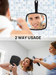 OMIRO 9.3" L x 6.6" W Hand Mirror, Square Black Handheld Mirror with Handle | Salon Mirror Hand Held, Hangable, Travel Mirror for Men Women, Distortion-Free Reflection, for Shaving and Makeup